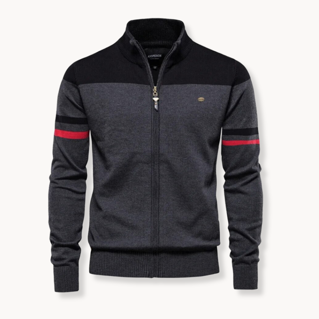 Daxiel | Heren trui met volledige ritssluiting – katoenmix, comfortabele casual- en kantoorkleding