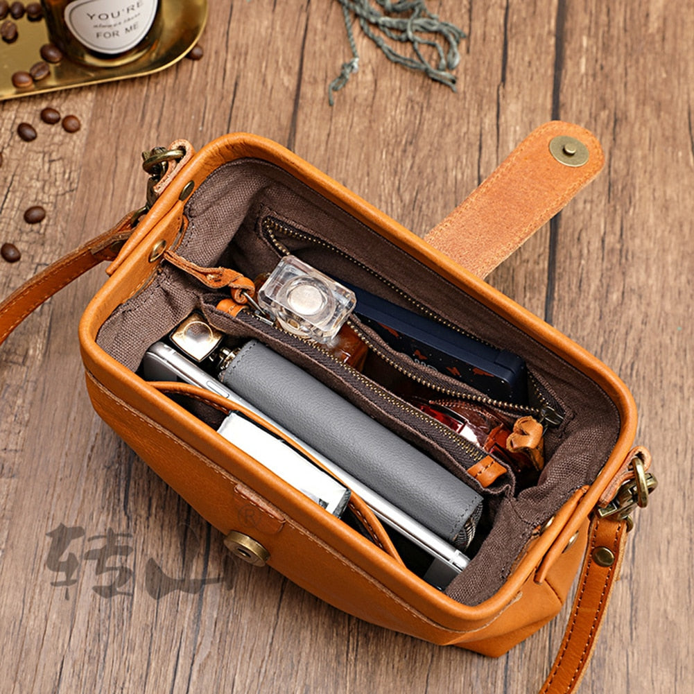 Farielle | Chique handgemaakte retro leren tas – tijdloze elegantie