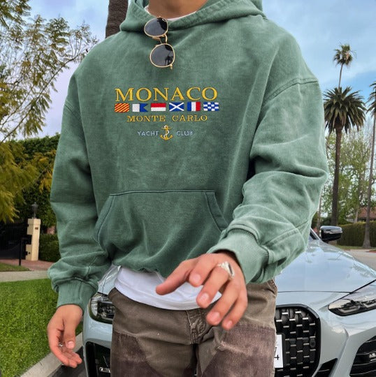 Zevar | Heren-hoodie met Monaco Yacht Club-logo – Old Money-stijl