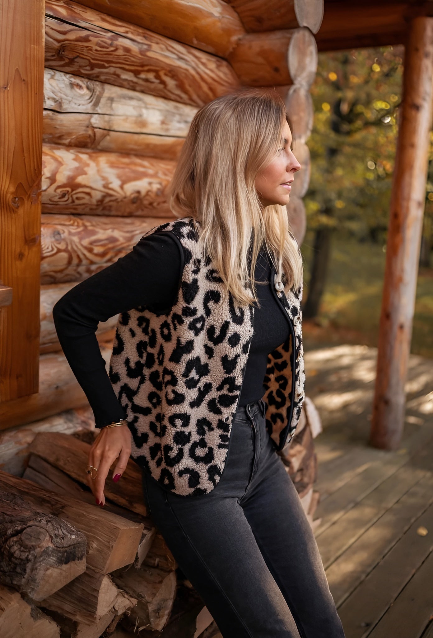 Alorien | Gilet en maille imprimé léopard chic pour femme – pull sans manches doux et élégant