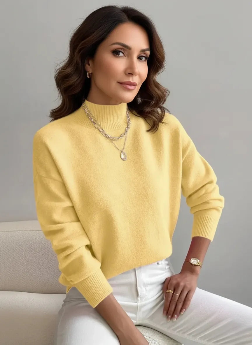 Astraea | Klassieke coltrui voor dames, casual gebreide trui met lange mouwen, warme wintertrui