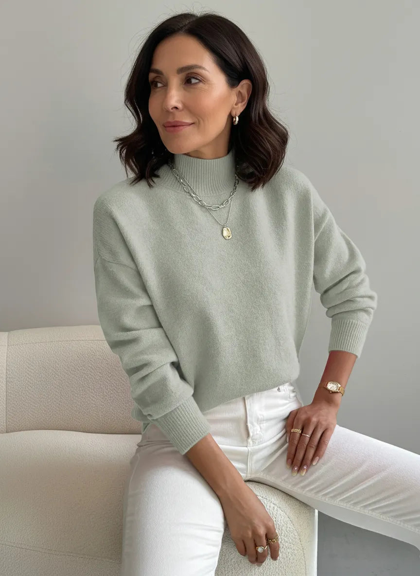 Astraea | Klassieke coltrui voor dames, casual gebreide trui met lange mouwen, warme wintertrui