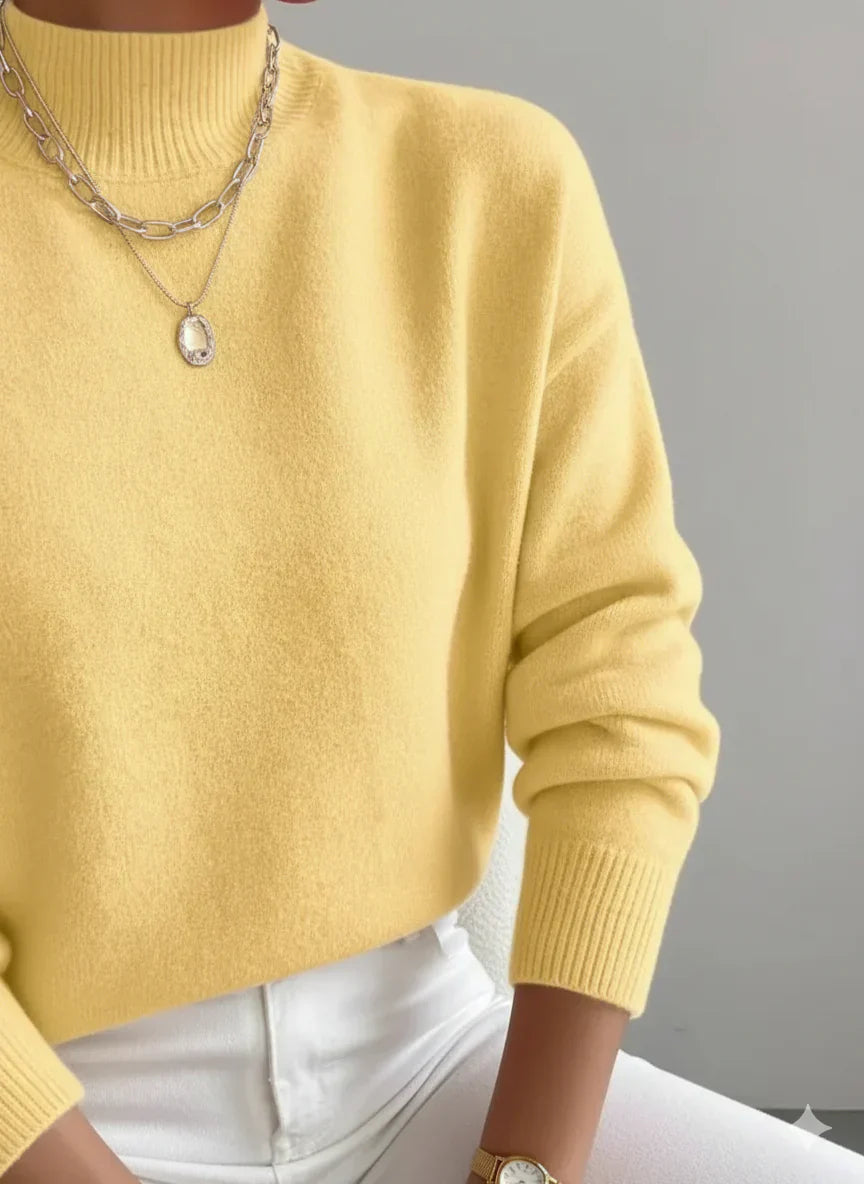 Astraea | Klassieke coltrui voor dames, casual gebreide trui met lange mouwen, warme wintertrui