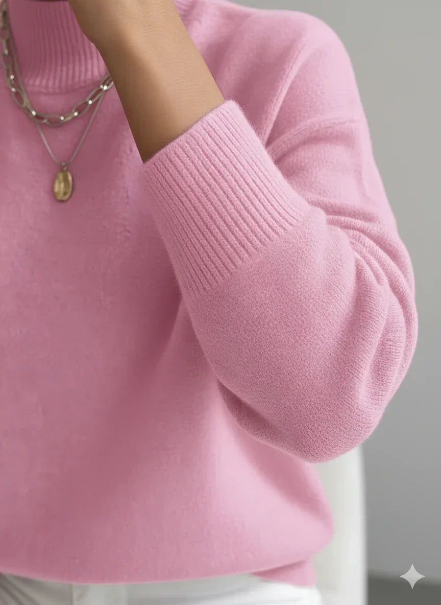 Astraea | Klassieke coltrui voor dames, casual gebreide trui met lange mouwen, warme wintertrui