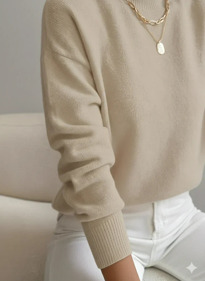 Astraea | Klassieke coltrui voor dames, casual gebreide trui met lange mouwen, warme wintertrui