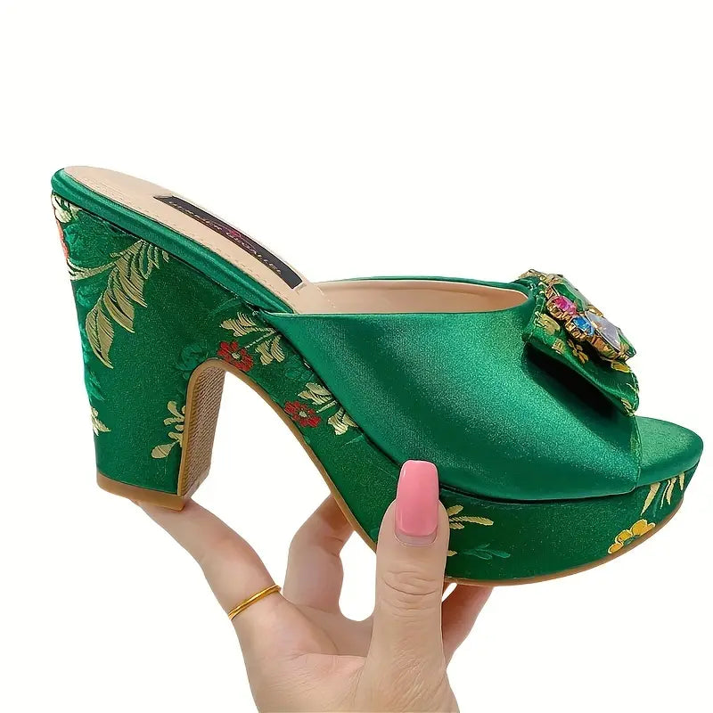 Vintage Print Sandalen, Slip On Platform Zachte Zool