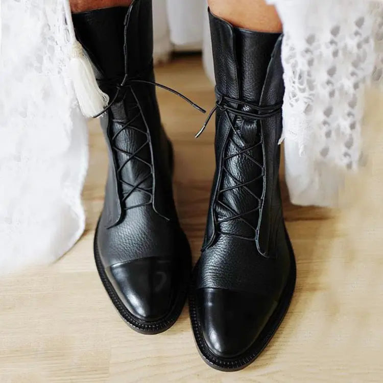 Bootelle | Premium leren veterlaarzen voor dames – Comfortabele, hoogwaardige modieuze schoenen
