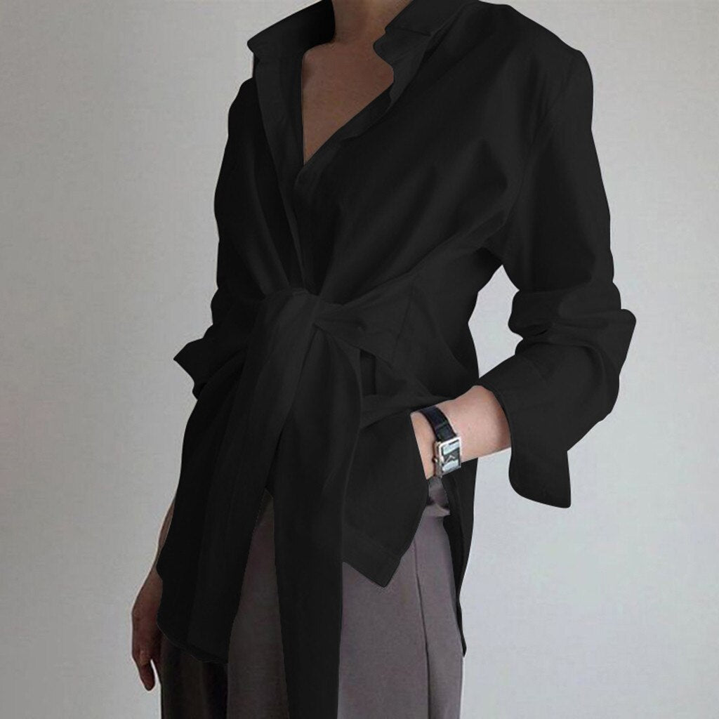 Helira | Damesblouse met lange mouwen - Knoopdetail voor, Knoopsluiting, Casual Chic