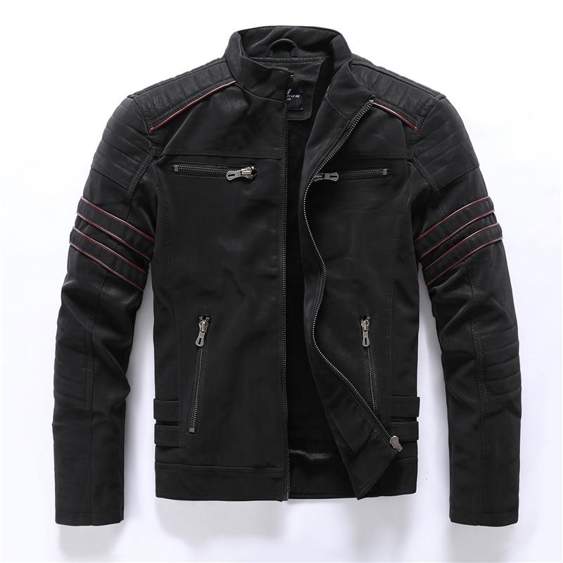 Petter | Blouson de moto pour homme, blouson en cuir PU avec poches zippées, vêtement d'extérieur décontracté