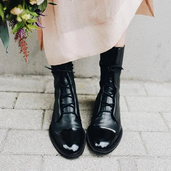 Bootelle | Premium leren veterlaarzen voor dames – Comfortabele, hoogwaardige modieuze schoenen