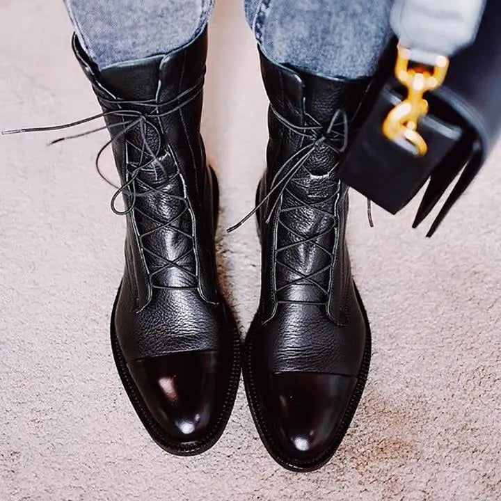 Bootelle | Premium leren veterlaarzen voor dames – Comfortabele, hoogwaardige modieuze schoenen