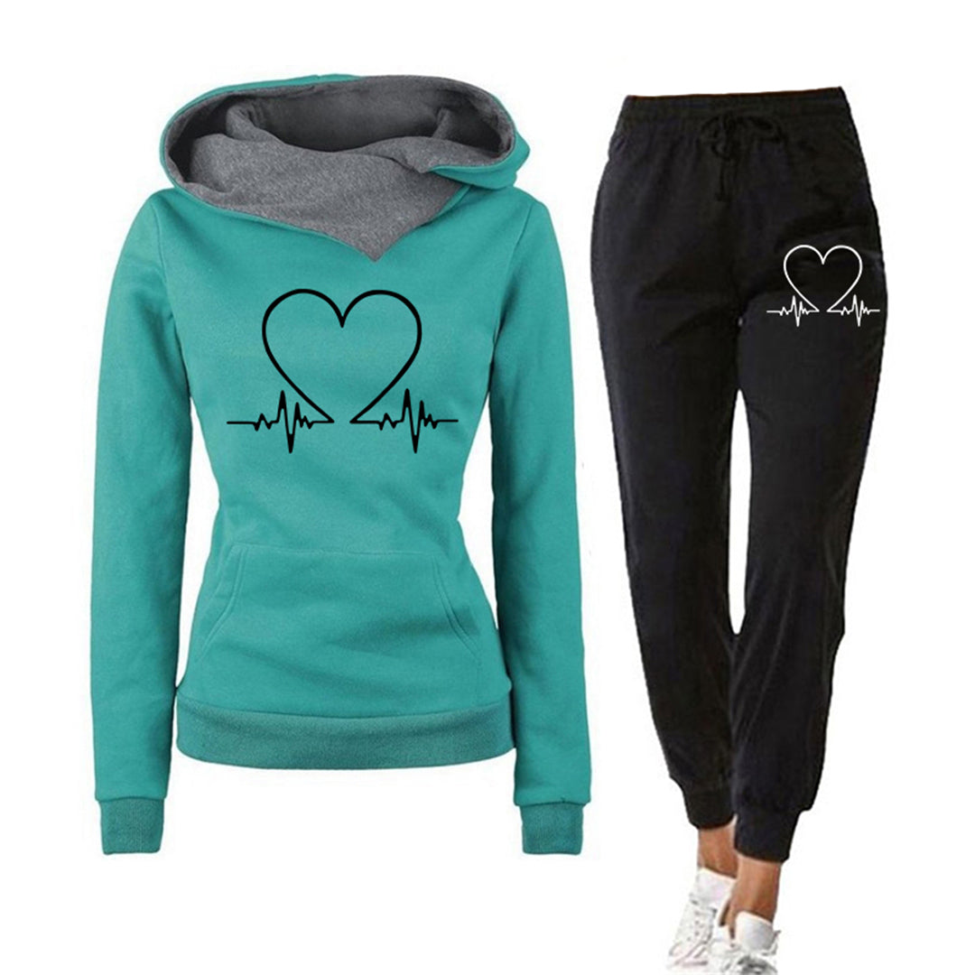 Kaida | Joggingset met hartslagprint voor dames - Hoodie & Broek, Trendy Casual Set