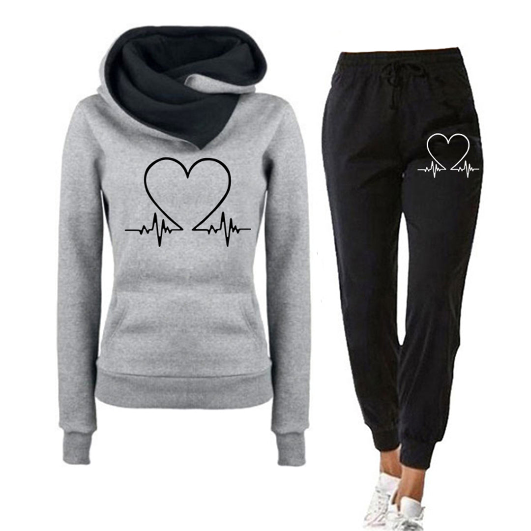 Kaida | Joggingset met hartslagprint voor dames - Hoodie & Broek, Trendy Casual Set