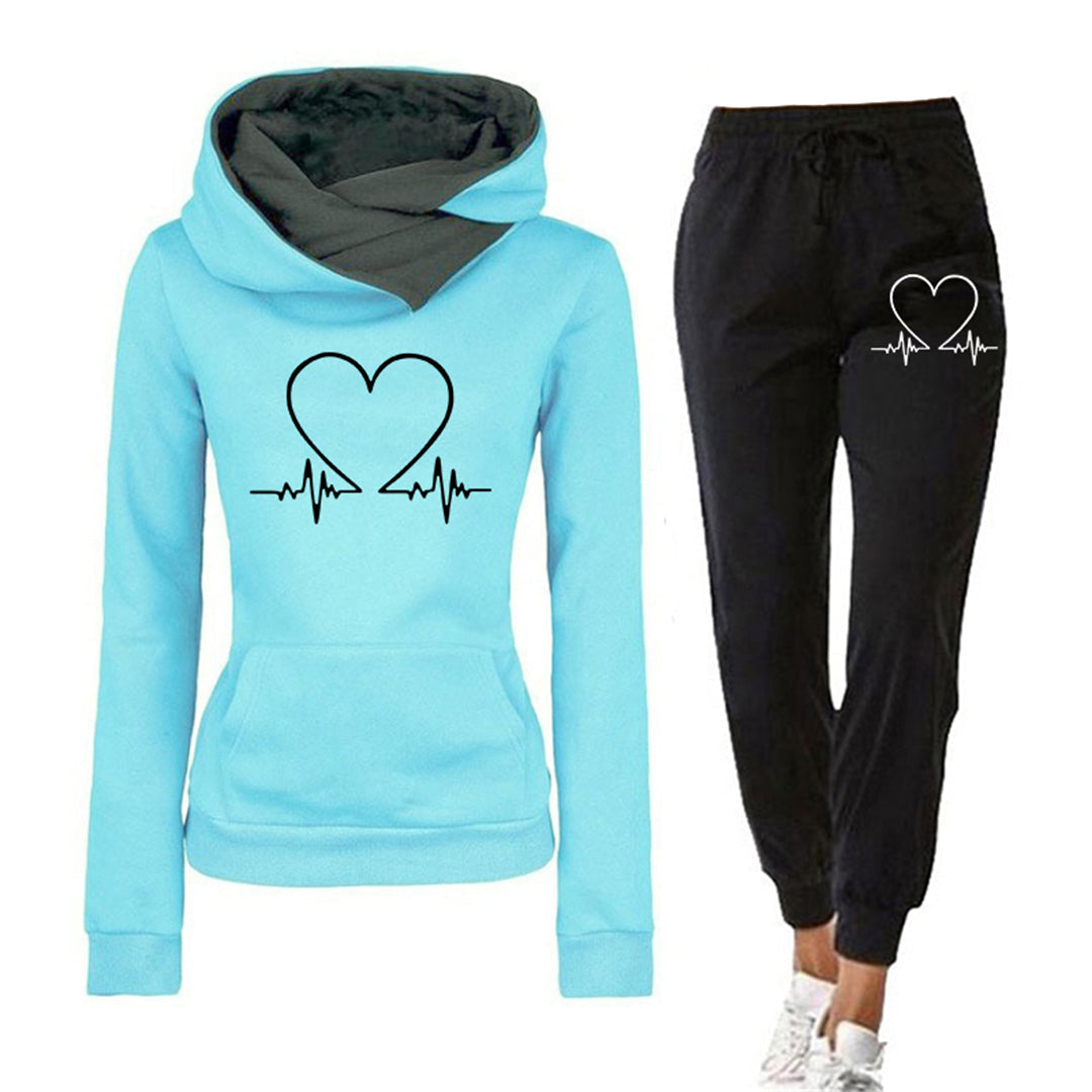 Kaida | Joggingset met hartslagprint voor dames - Hoodie & Broek, Trendy Casual Set