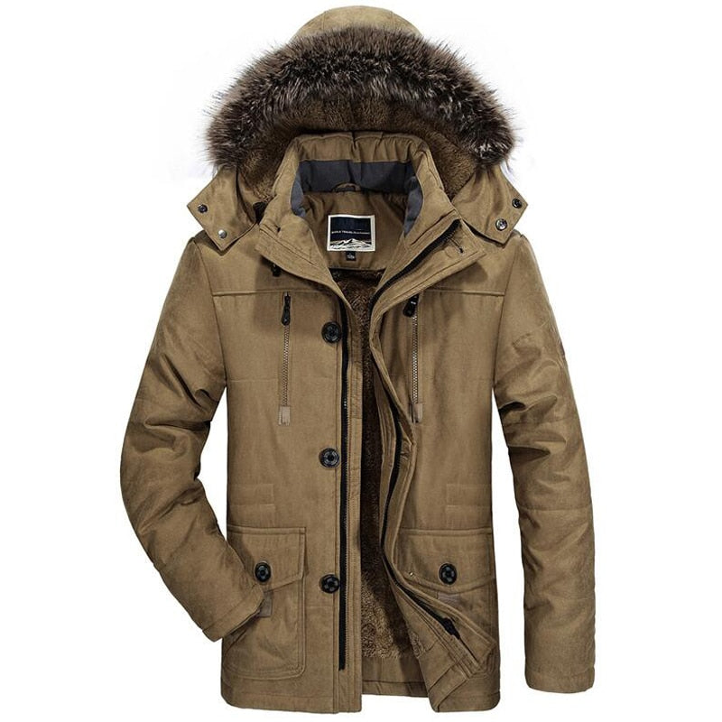 Emerion | Warme winterjas voor heren met bontkraag – dikke geïsoleerde jas voor koud weer, casual outdoorjas