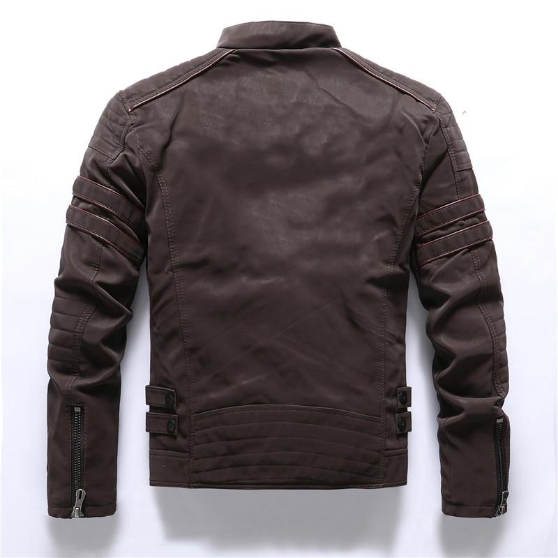 Petter | Blouson de moto pour homme, blouson en cuir PU avec poches zippées, vêtement d'extérieur décontracté