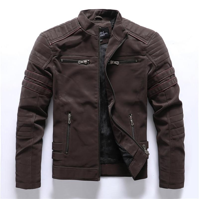 Petter | Blouson de moto pour homme, blouson en cuir PU avec poches zippées, vêtement d'extérieur décontracté