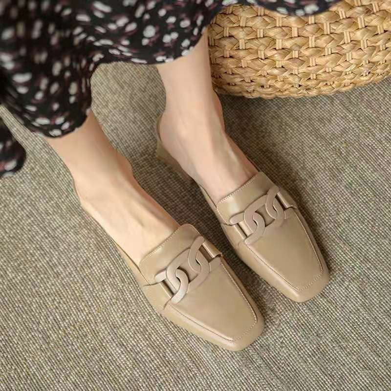 Evrynth | Dames leren loafers - Elegant gespdesign, dikke hakken