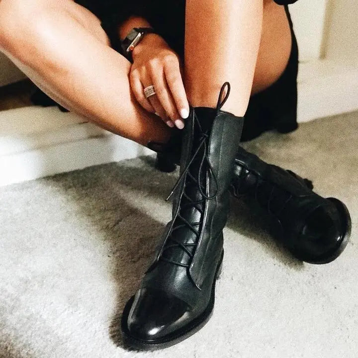 Bootelle | Premium leren veterlaarzen voor dames – Comfortabele, hoogwaardige modieuze schoenen