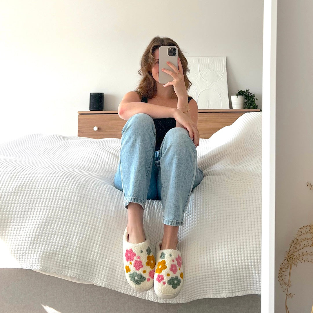 Orletta | Bloemenpantoffels voor dames – Knusse, zachte, comfortabele binnenschoenen