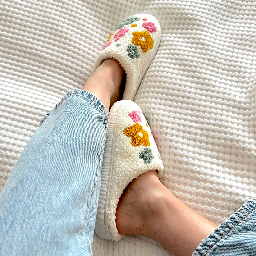 Orletta | Bloemenpantoffels voor dames – Knusse, zachte, comfortabele binnenschoenen