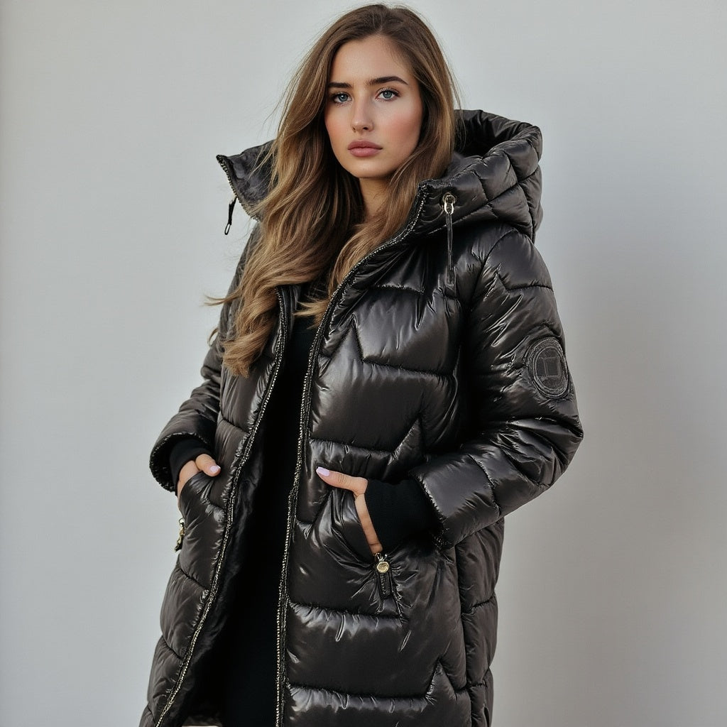 Berit | Lange winterjas met capuchon – Warme, geïsoleerde lange parka met capuchon en ritssluiting
