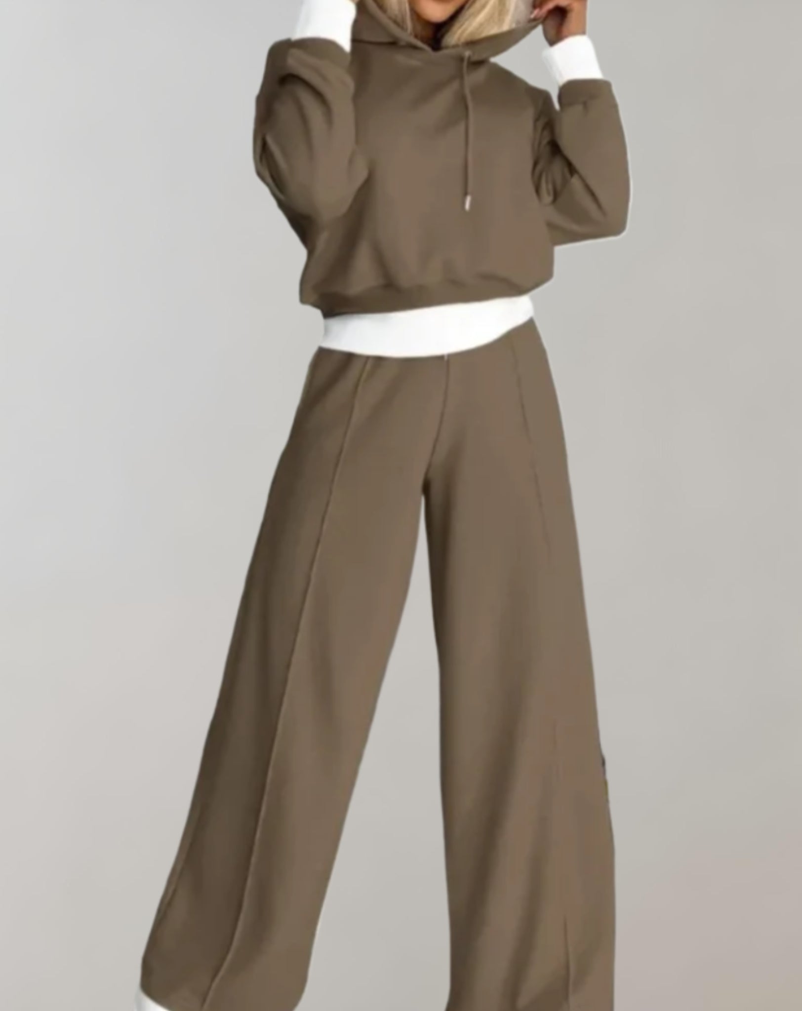 Dione | Dames 2-delige trui met capuchon en wijde broek - Casual loungewear trainingspak