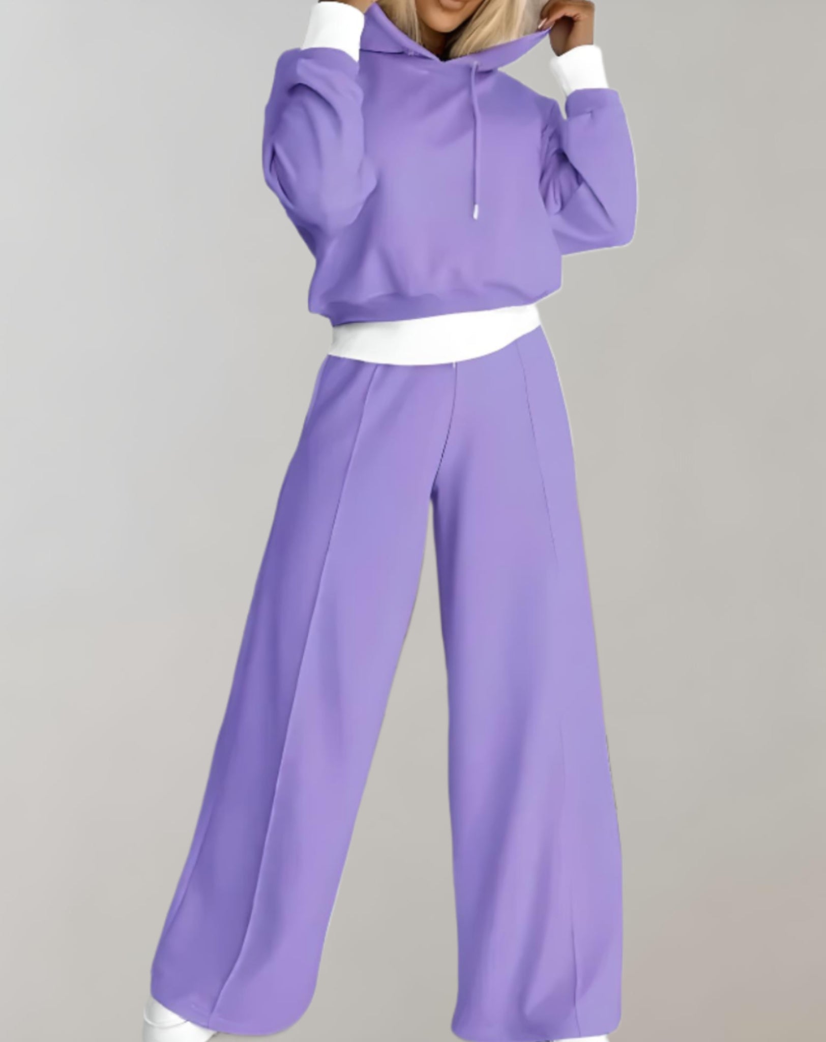 Dione | Dames 2-delige trui met capuchon en wijde broek - Casual loungewear trainingspak