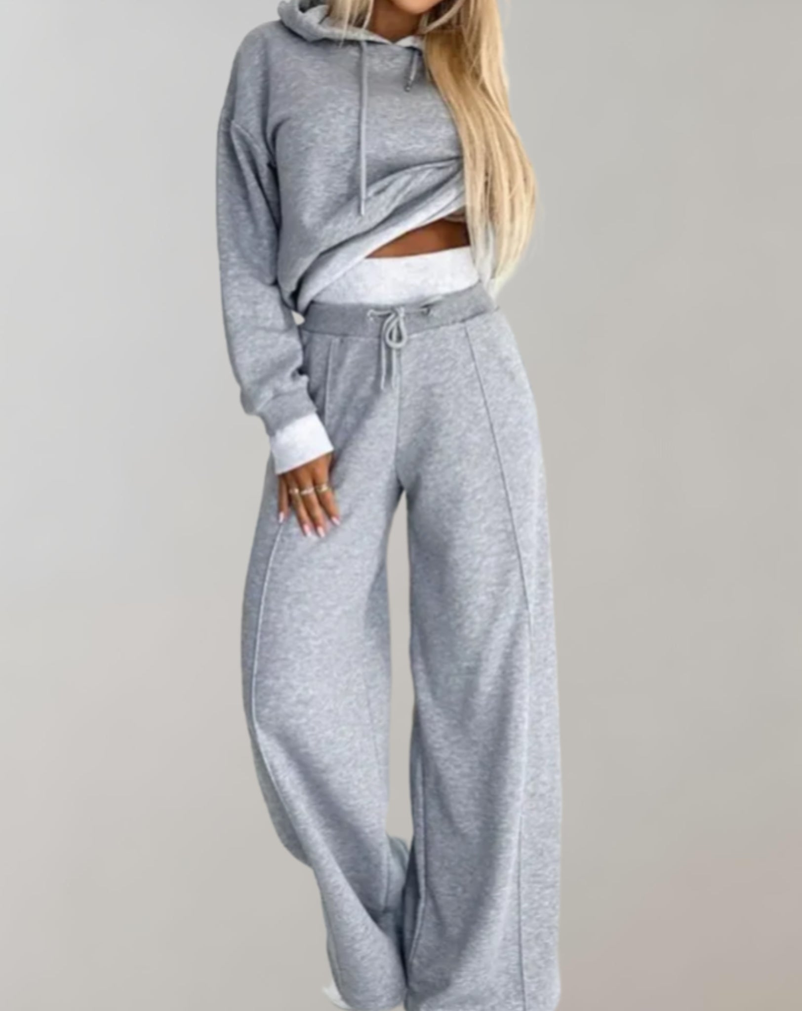 Dione | Dames 2-delige trui met capuchon en wijde broek - Casual loungewear trainingspak