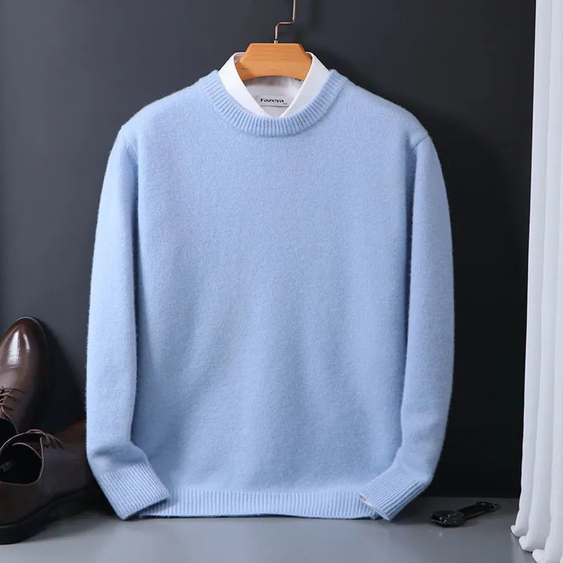 Isidore | Heren kasjmier gebreide trui, effen-gekleurde zachte trui voor herfst & winter