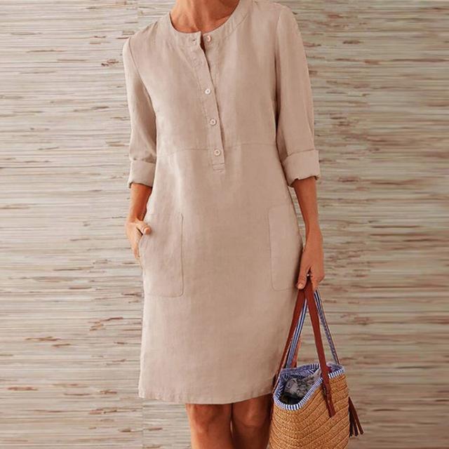 Bellavyn | Elegant Long-Sleeved Midi Dress for Women - Breathable, Casual Dress
