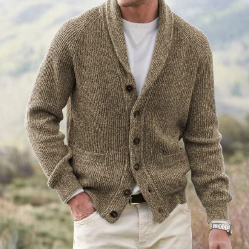 Finnur | Heren vintage wollen vest met V-hals, knoopsluiting, comfortabele warme gebreide trui