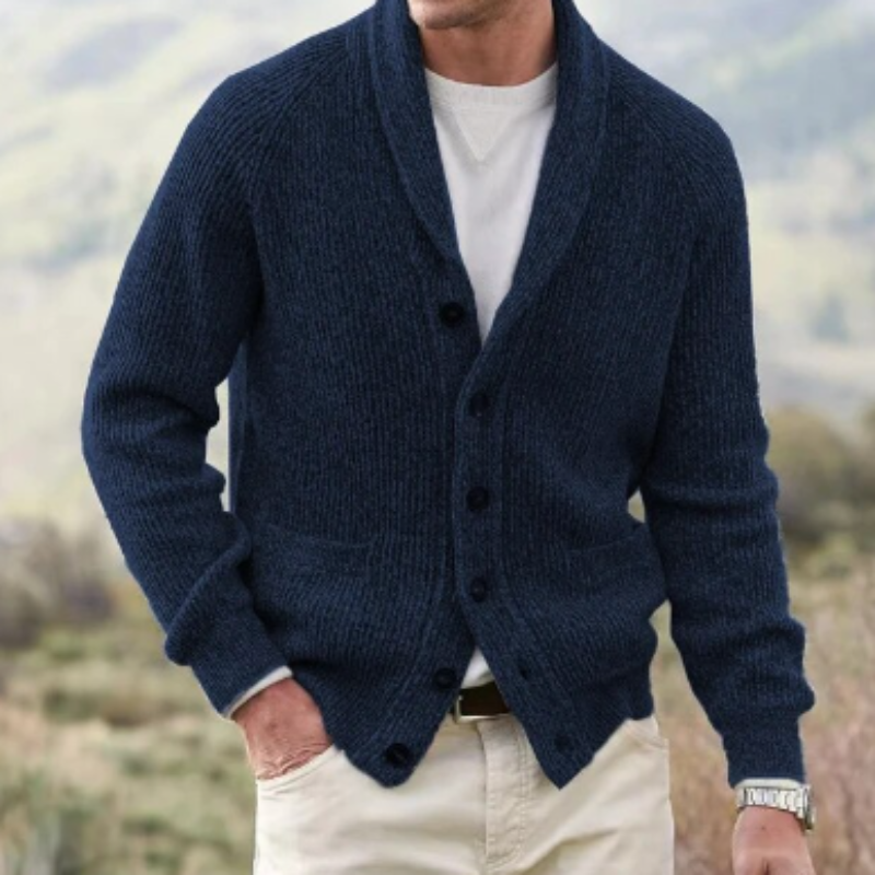 Finnur | Heren vintage wollen vest met V-hals, knoopsluiting, comfortabele warme gebreide trui