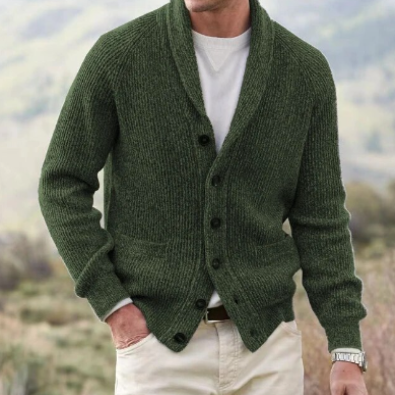 Finnur | Heren vintage wollen vest met V-hals, knoopsluiting, comfortabele warme gebreide trui