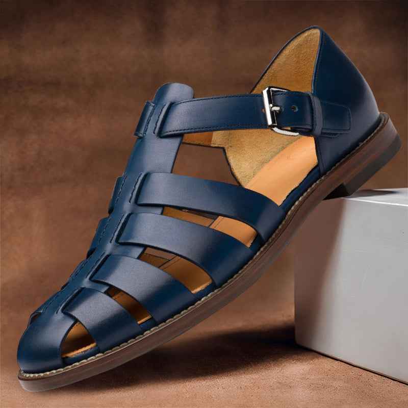 Vornel | Comfortabele herensandalen van echt leer – met open teen en ademend