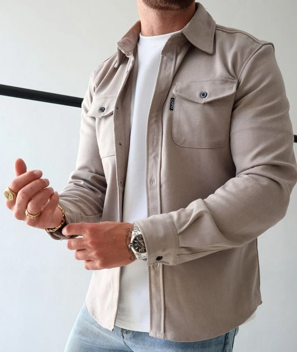 Auron | Stijlvol herenoverhemd met lange mouwen en knoopsluiting - Casual Slim Fit, ademend katoen