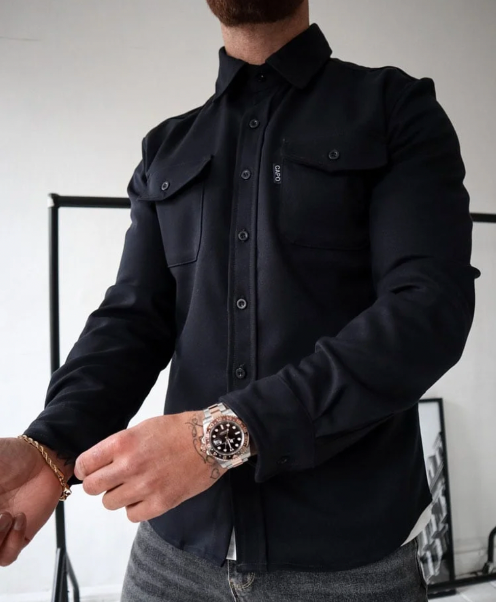 Auron | Stijlvol herenoverhemd met lange mouwen en knoopsluiting - Casual Slim Fit, ademend katoen