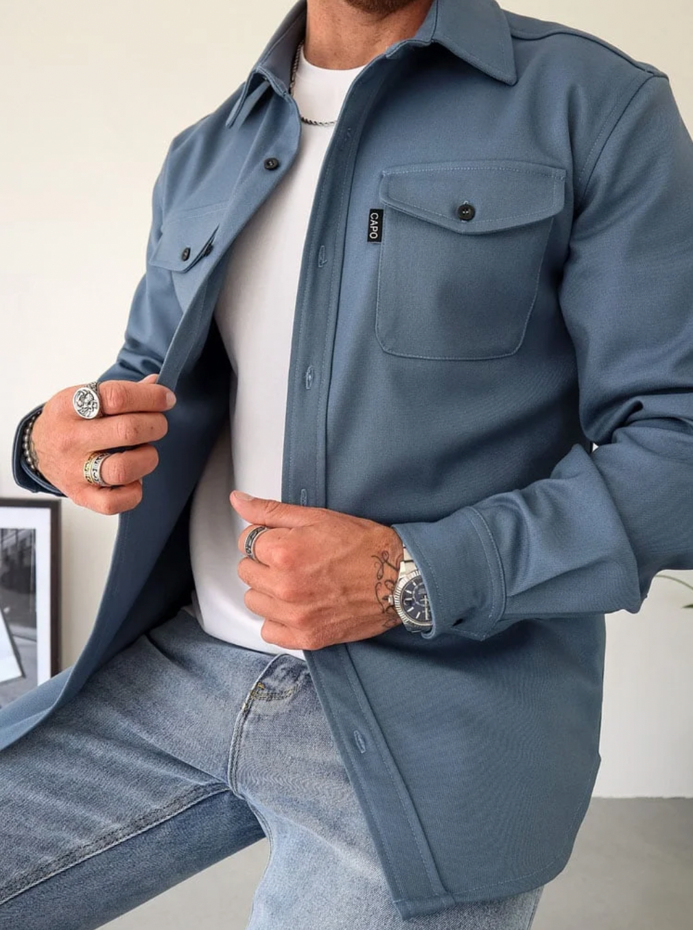 Auron | Chemise homme élégante à manches longues et fermeture boutonnée - Coupe slim décontractée, coton respirant