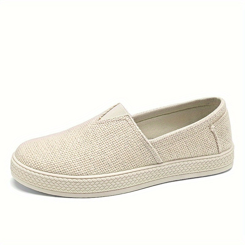Treaden | Heren Ademende Linnen Loafers - Casual Platte Slip-On Schoenen, Geweven Stro Ontwerp