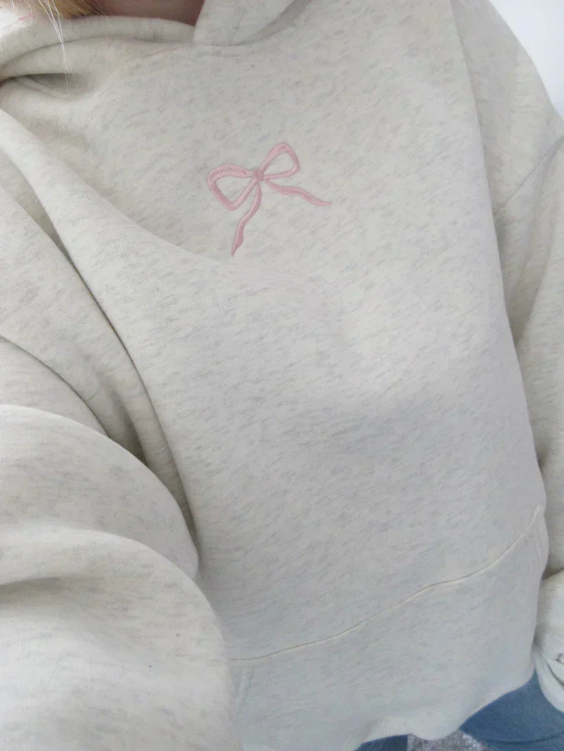 Emmara | Oversized hoodie met geborduurde minimalistische strik – Klassiek casual pullover sweatshirt