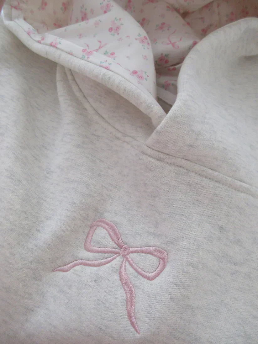 Emmara | Oversized hoodie met geborduurde minimalistische strik – Klassiek casual pullover sweatshirt