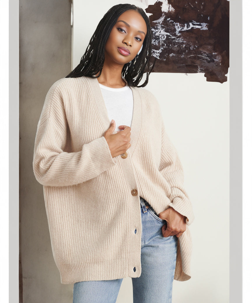 Galixie | Comfortabel oversized vest met ribbels en knoopsluiting voor dames