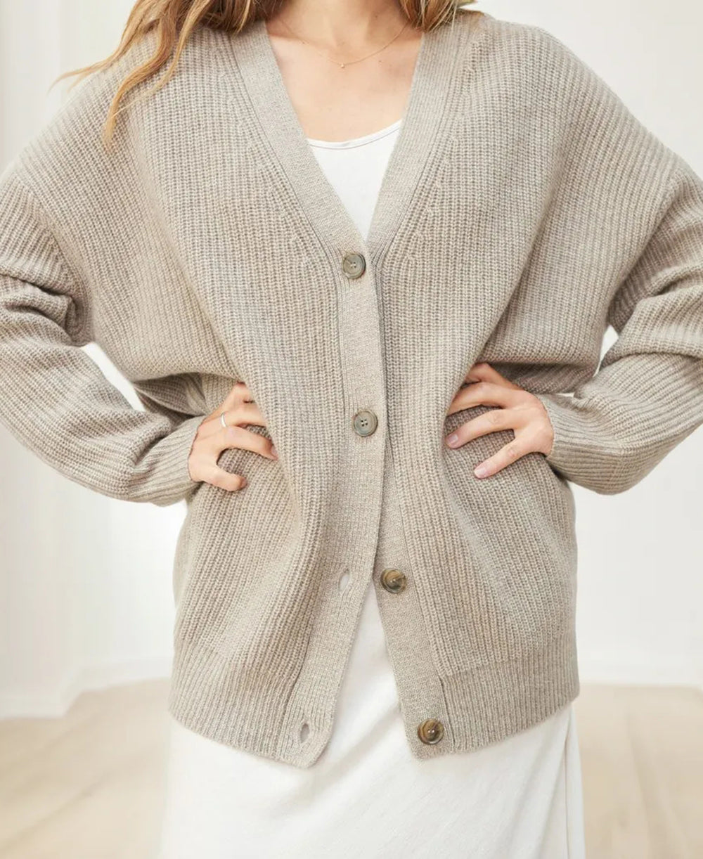 Galixie | Comfortabel oversized vest met ribbels en knoopsluiting voor dames