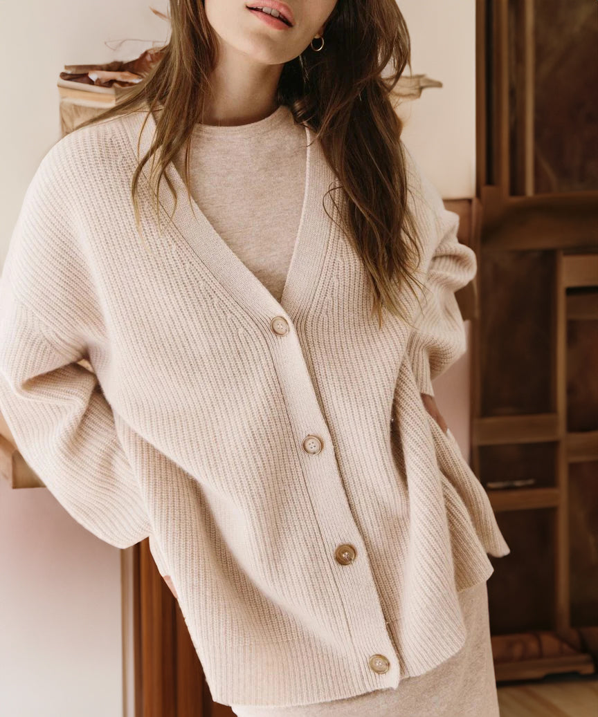 Galixie | Comfortabel oversized vest met ribbels en knoopsluiting voor dames