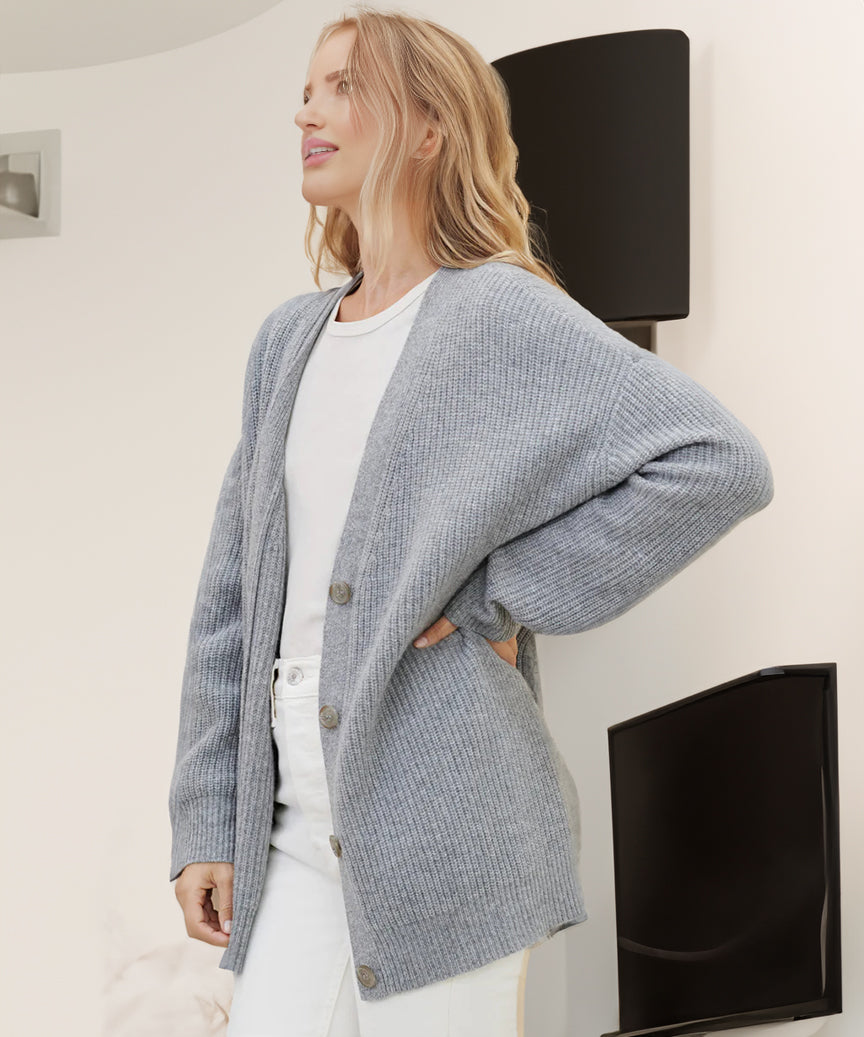 Galixie | Comfortabel oversized vest met ribbels en knoopsluiting voor dames