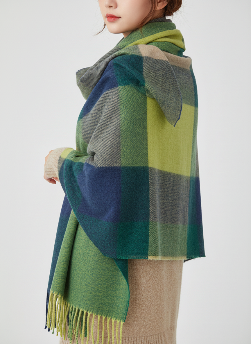 Evrina | Écharpe en cachemire à carreaux de luxe – châle d'hiver doux et confortable pour femme
