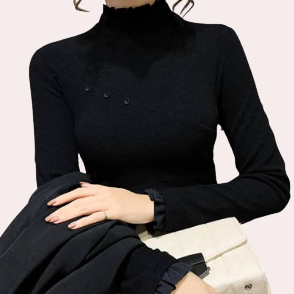 Nysa | Warme damesblouse met lange mouwen - Casual, zachte stof, lichtgewicht, perfect voor laagjes, comfortabele pasvorm, veelzijdig voor dagelijks gebruik