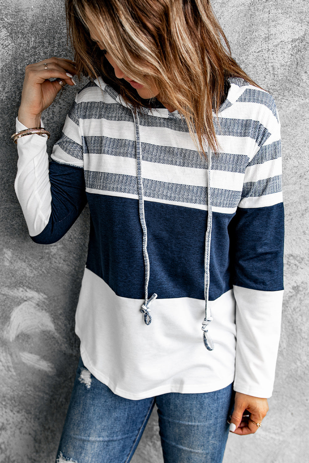 Miris | Kleurblokken voor dames, klassieke trui met koord - modieus casual sweatshirt