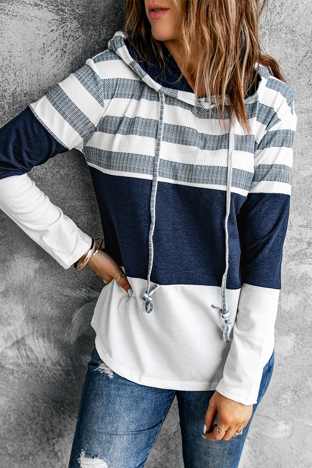Miris | Kleurblokken voor dames, klassieke trui met koord - modieus casual sweatshirt