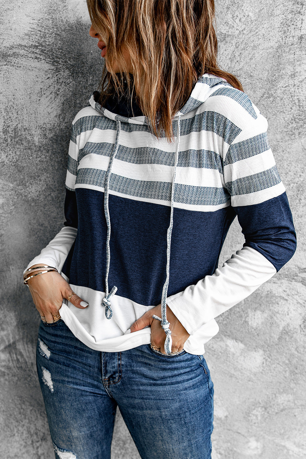 Miris | Kleurblokken voor dames, klassieke trui met koord - modieus casual sweatshirt